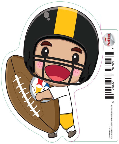 Fan Creations Decal Pittsburgh Steelers 3in Decal  Anime Football Player (Holding Football)