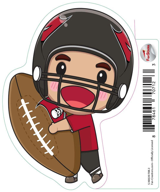 Fan Creations Decal Tampa Bay Buccaneers 3in Decal - Anime Football Player (Holding Football)