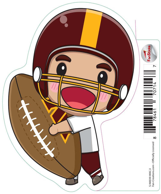 Fan Creations Decal Washington Commanders 3in Decal - Anime Football Player (Holding Football)