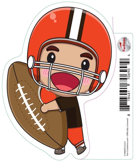 Fan Creations Decal Cleveland Browns 3in Decal Anime Football Player - Holding Football