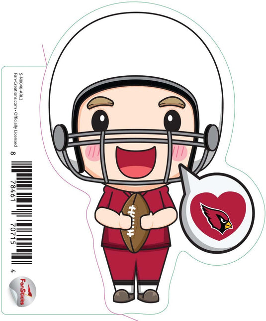 Fan Creations Decal Arizona Cardinals 3in Decal Anime Football Player - Heart Caption