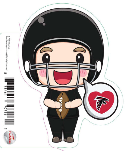 Fan Creations Decal Atlanta Falcons 3in Decal Anime Football Player - Heart Caption