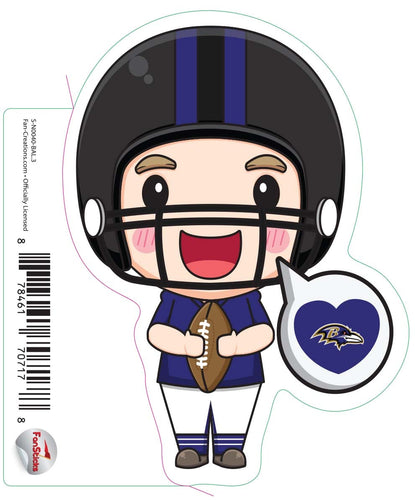 Fan Creations Decal Baltimore Ravens 3in Decal Anime Football Player - Heart Caption