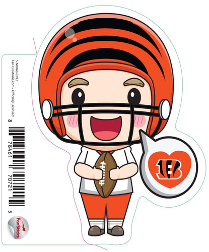 Fan Creations Decal Cincinnati Bengals 3in Decal Anime Football Player - Heart Caption