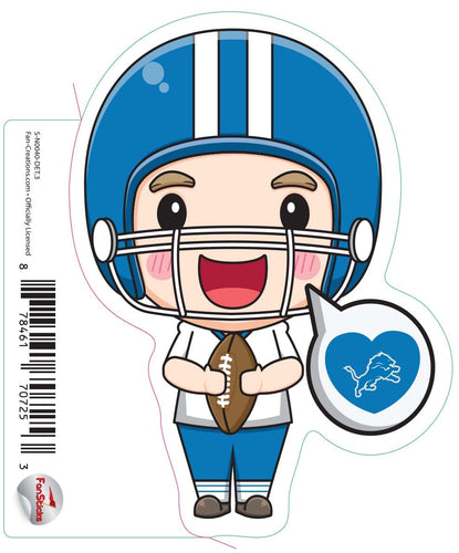 Fan Creations Decal Detroit Lions 3in Decal Anime Football Player - Heart Caption