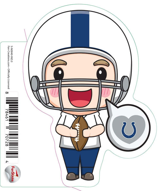 Fan Creations Decal Indianapolis Colts 3in Decal Anime Football Player - Heart Caption