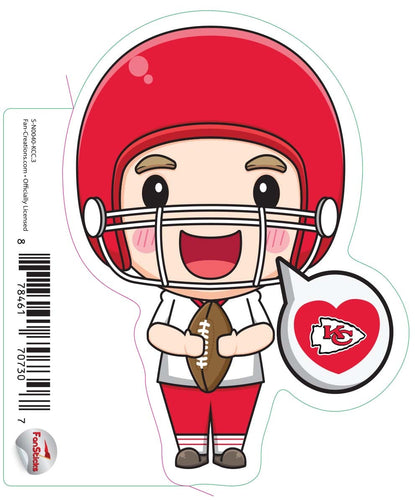 Fan Creations Decal Kansas City Chiefs 3in Decal Anime Football Player - Heart Caption