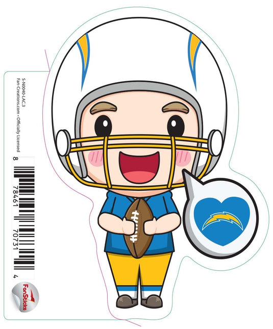 Fan Creations Decal Los Angeles Chargers 3in Decal Anime Football Player - Heart Caption