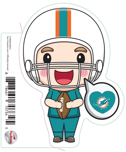 Fan Creations Decal Miami Dolphins 3in Decal Anime Football Player - Heart Caption