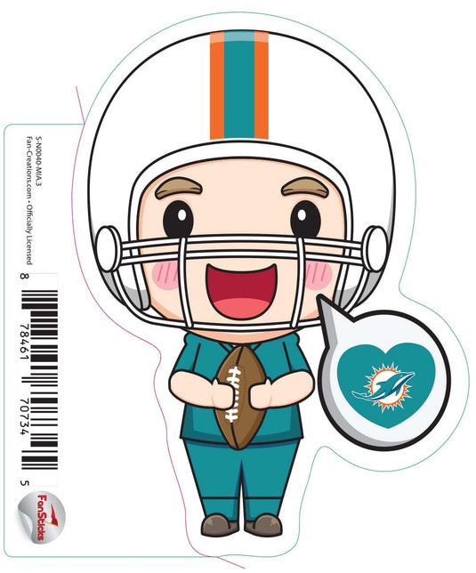 Fan Creations Decal Miami Dolphins 3in Decal Anime Football Player - Heart Caption