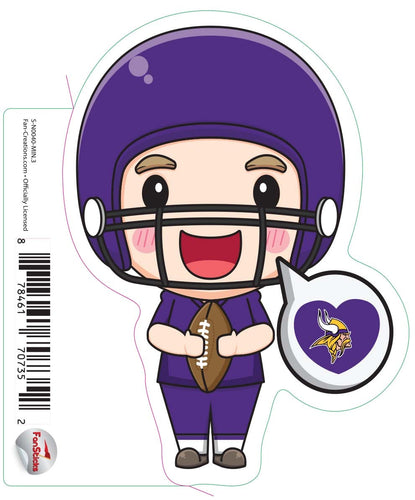 Fan Creations Decal Minnesota Vikings 3in Decal Anime Football Player - Heart Caption