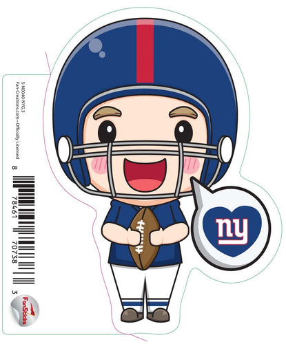 Fan Creations Decal New York Giants 3in Decal Anime Football Player - Heart Caption