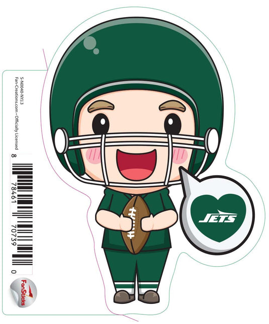 Fan Creations Decal New York Jets 3in Decal Anime Football Player - Heart Caption