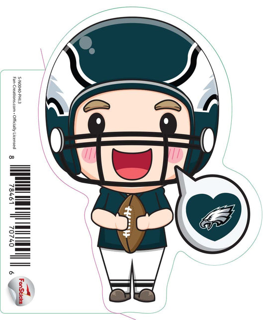 Fan Creations Decal Philadelphia Eagles 3in Decal Anime Football Player - Heart Caption