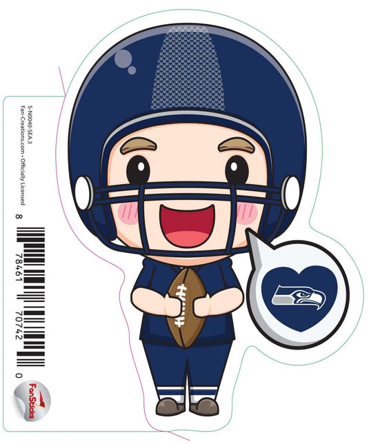 Fan Creations Decal Seattle Seahawks 3in Decal - Anime Football Player (Heart Caption)