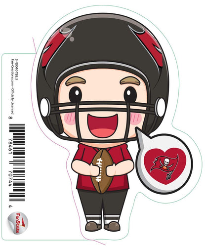 Fan Creations Decal Tampa Bay Buccaneers 3in Decal - Anime Football Player (Heart Caption)