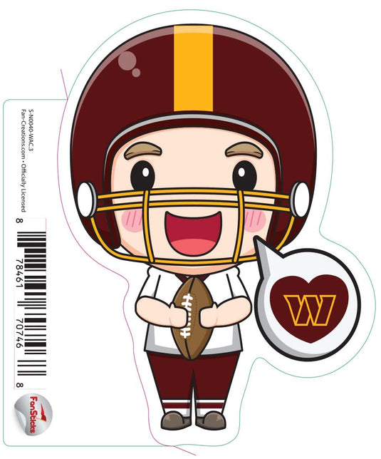 Fan Creations Decal Washington Commanders 3in Decal - Anime Football Player (Heart Caption)