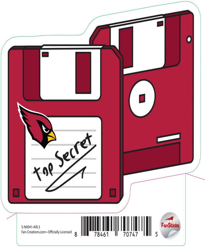 Fan Creations Decal Arizona Cardinals 3in Decal Floppy Disk