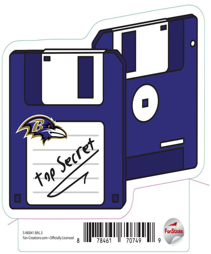 Fan Creations Decal Baltimore Ravens 3in Decal Floppy Disk