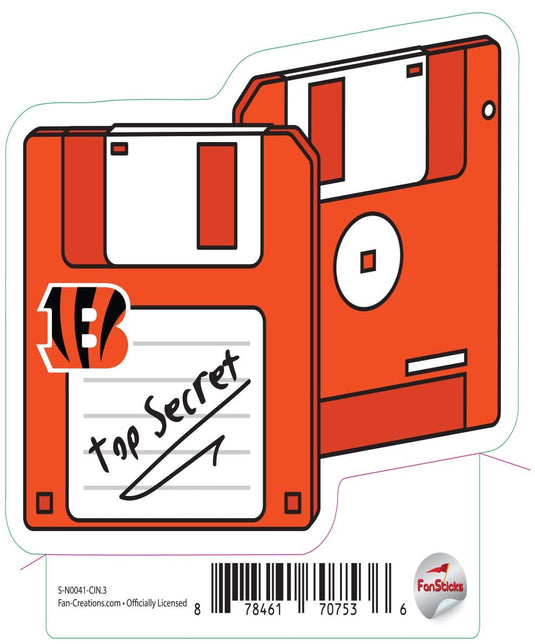 Fan Creations Decal Cincinnati Bengals 3in Decal Floppy Disk