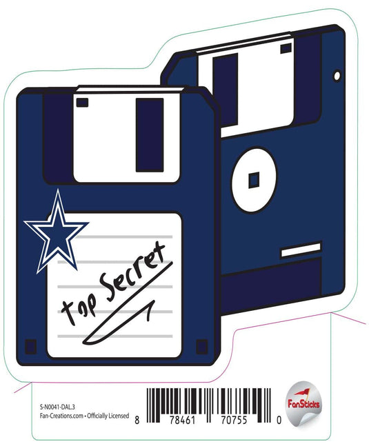 Fan Creations Decal Dallas Cowboys 3in Decal Floppy Disk