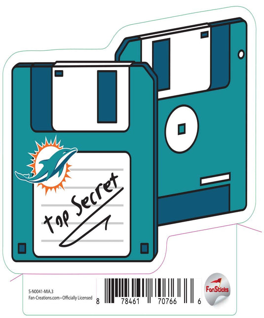 Fan Creations Decal Miami Dolphins 3in Decal Floppy Disk
