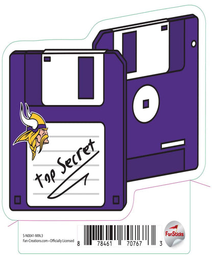 Fan Creations Decal Minnesota Vikings 3in Decal Floppy Disk