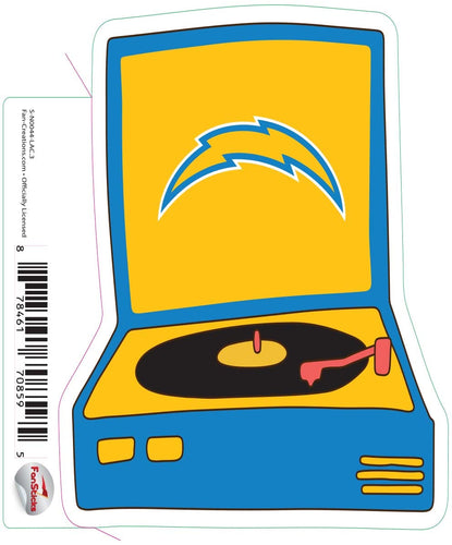 Fan Creations Decal Los Angeles Chargers 3in Decal Record Player