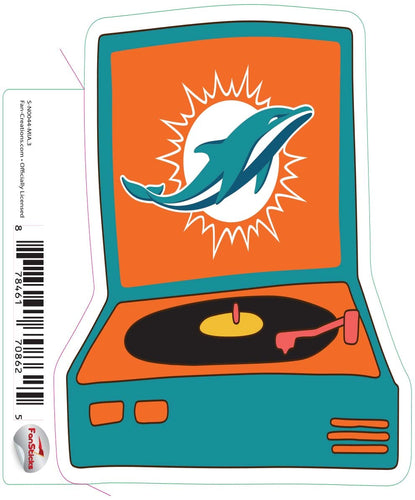 Fan Creations Decal Miami Dolphins 3in Decal Record Player