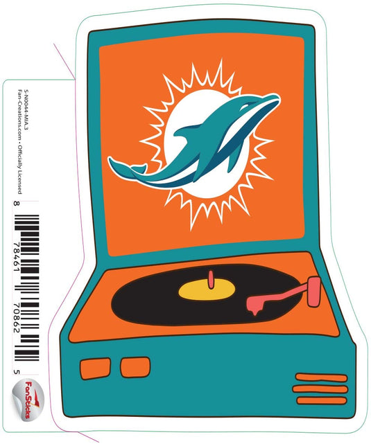 Fan Creations Decal Miami Dolphins 3in Decal Record Player