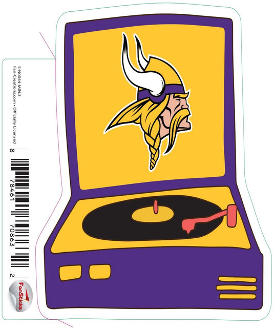 Fan Creations Decal Minnesota Vikings 3in Decal Record Player