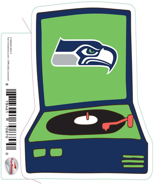 Fan Creations Decal Seattle Seahawks 3in Decal - Record Player