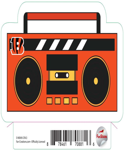 Fan Creations Decal Cincinnati Bengals 3in Decal Boombox