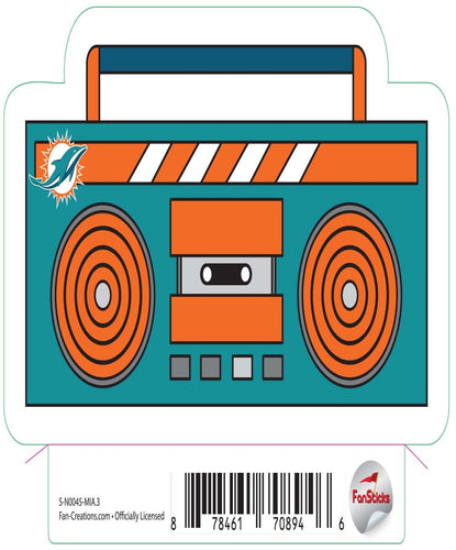 Fan Creations Decal Miami Dolphins 3in Decal Boombox