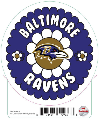 Fan Creations Decal Baltimore Ravens 3in Decal Team Groovy Flower