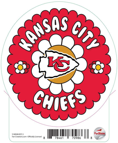 Fan Creations Decal Kansas City Chiefs 3in Decal Team Groovy Flower