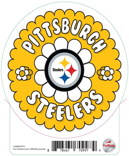 Fan Creations Decal Pittsburgh Steelers 3in Decal  Team Groovy Flower