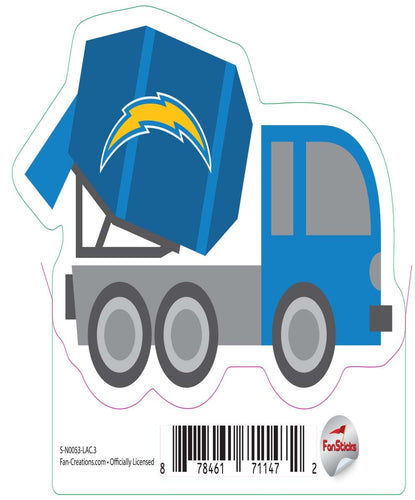 Fan Creations Decal Los Angeles Chargers 3in Decal Cement Truck