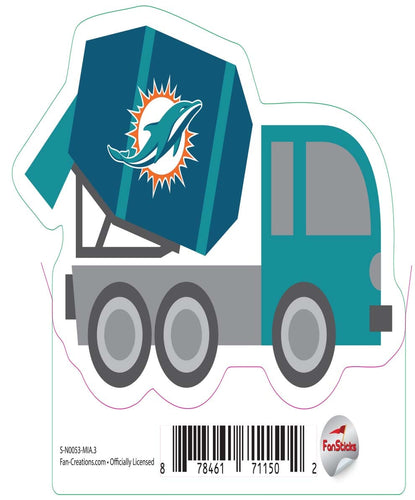 Fan Creations Decal Miami Dolphins 3in Decal Cement Truck