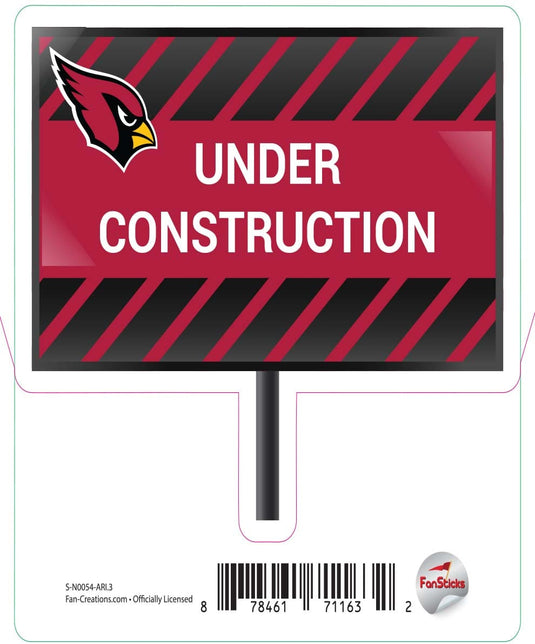 Fan Creations Decal Arizona Cardinals 3in Decal Under Construction Sign