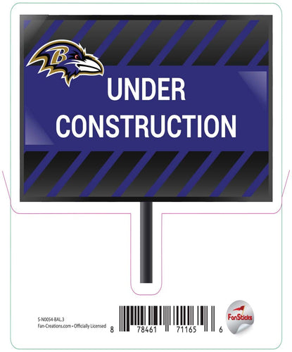 Fan Creations Decal Baltimore Ravens 3in Decal Under Construction Sign