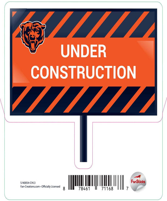 Fan Creations Decal Chicago Bears 3in Decal Under Construction Sign