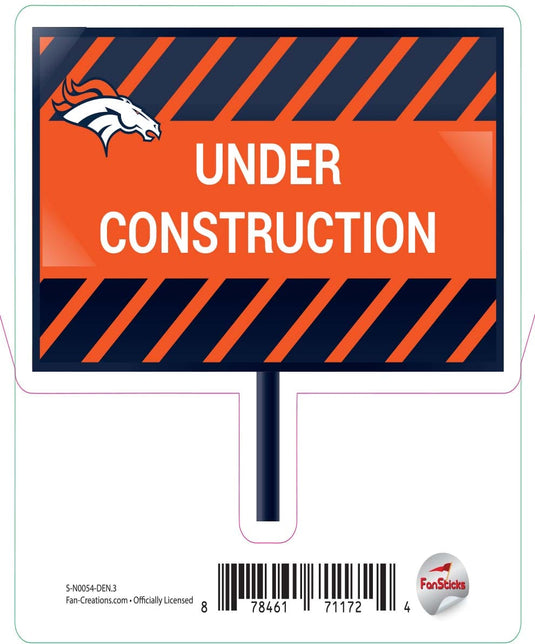 Fan Creations Decal Denver Broncos 3in Decal Under Construction Sign