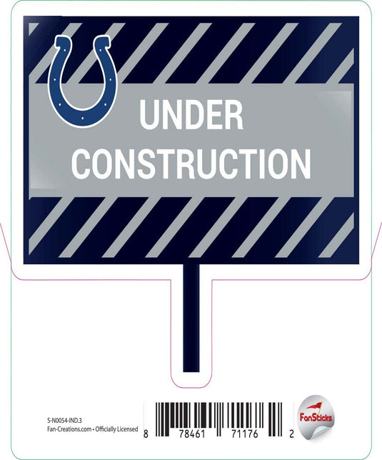 Fan Creations Decal Indianapolis Colts 3in Decal Under Construction Sign