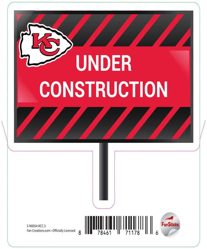 Fan Creations Decal Kansas City Chiefs 3in Decal Under Construction Sign