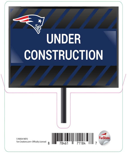 Fan Creations Decal New England Patriots 3in Decal Under Construction Sign