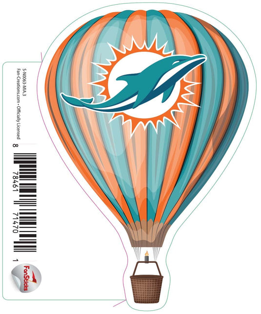 Fan Creations Decal Miami Dolphins 3in Decal Hot Air Balloon