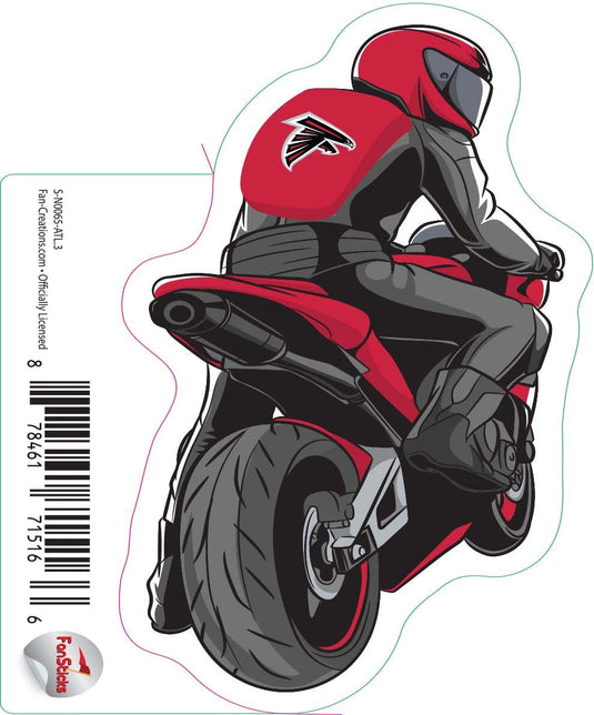 Fan Creations Decal Atlanta Falcons 3in Decal Motorcycle Rider