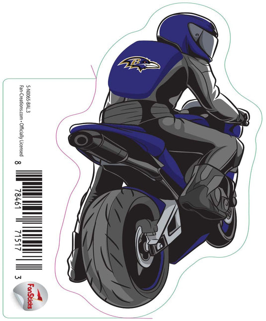 Fan Creations Decal Baltimore Ravens 3in Decal Person on Motorcycle