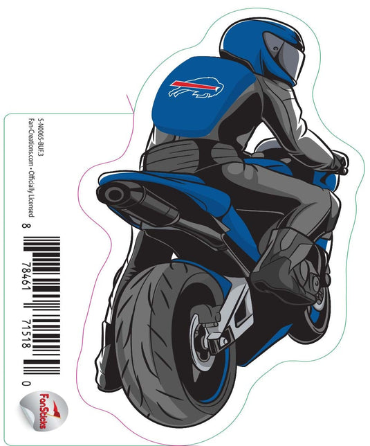 Fan Creations Decal Buffalo Bills 3in Decal Person on Motorcycle